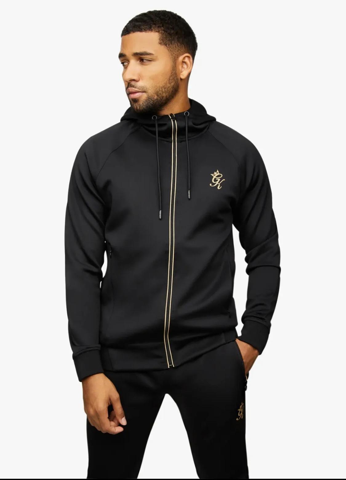 mens polyester zipgym king mens full tracksuit set zip top hood &amp; joggers elevate